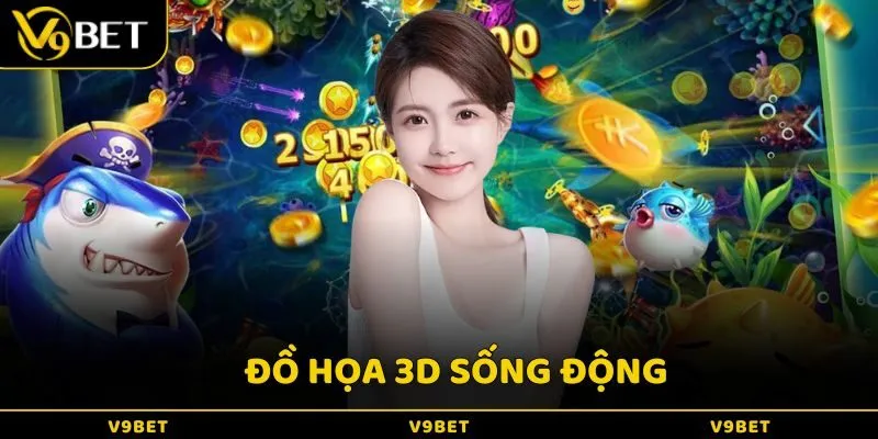 Bắn cá V9BET có đồ họa 3D sống động với hình ảnh đại dương đầy màu sắc